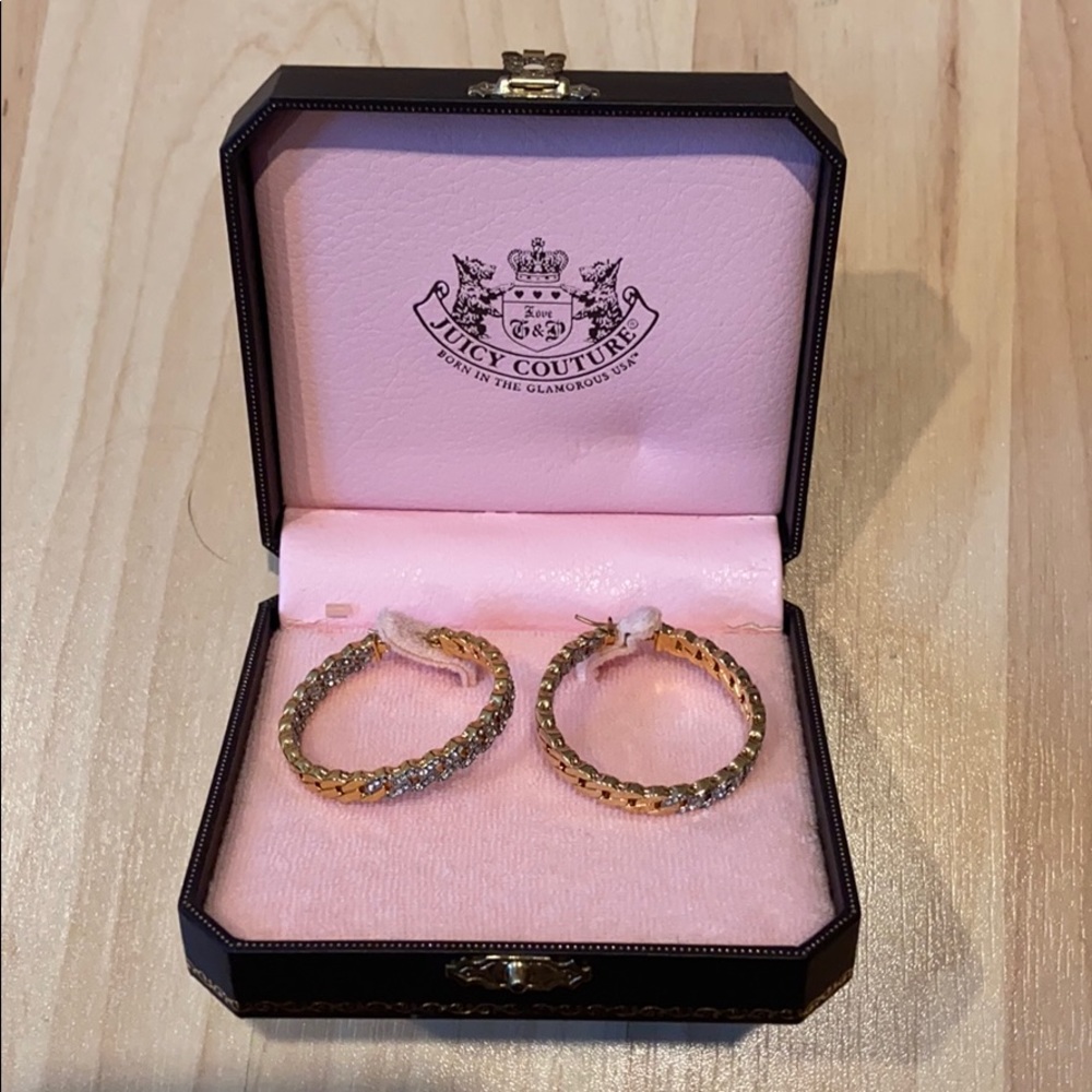 Crystal Chain Hoop Earrings by Juicy Couture